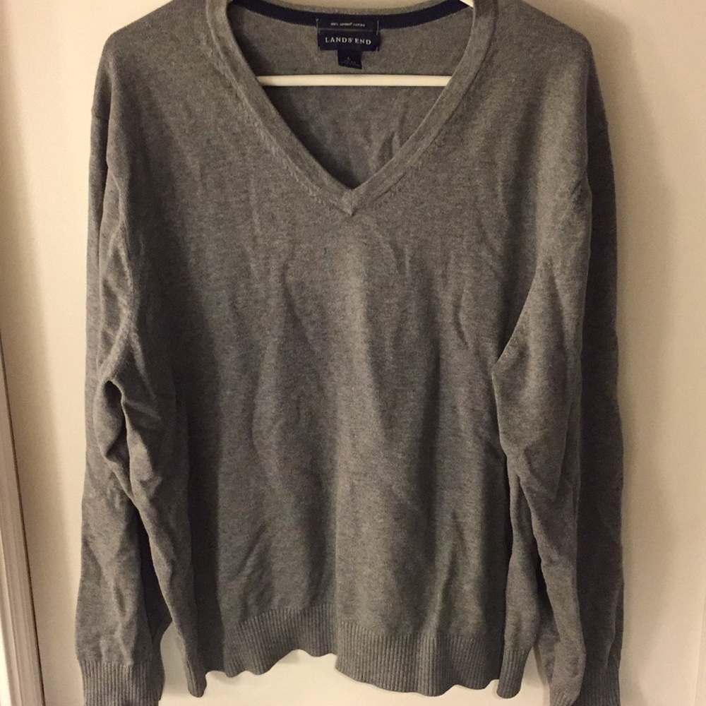 Land’s End Gray Cotton Sweater. Size L.